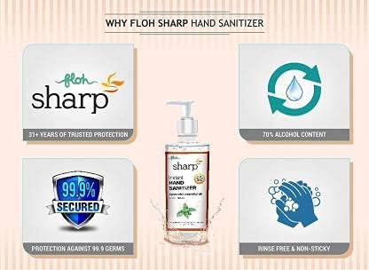 FLOH Sharp Hand Sanitizer Sachet 2 ml, Pudina oil Extract, hand Sanitizer Pocket Sachet with 70% Alcohol