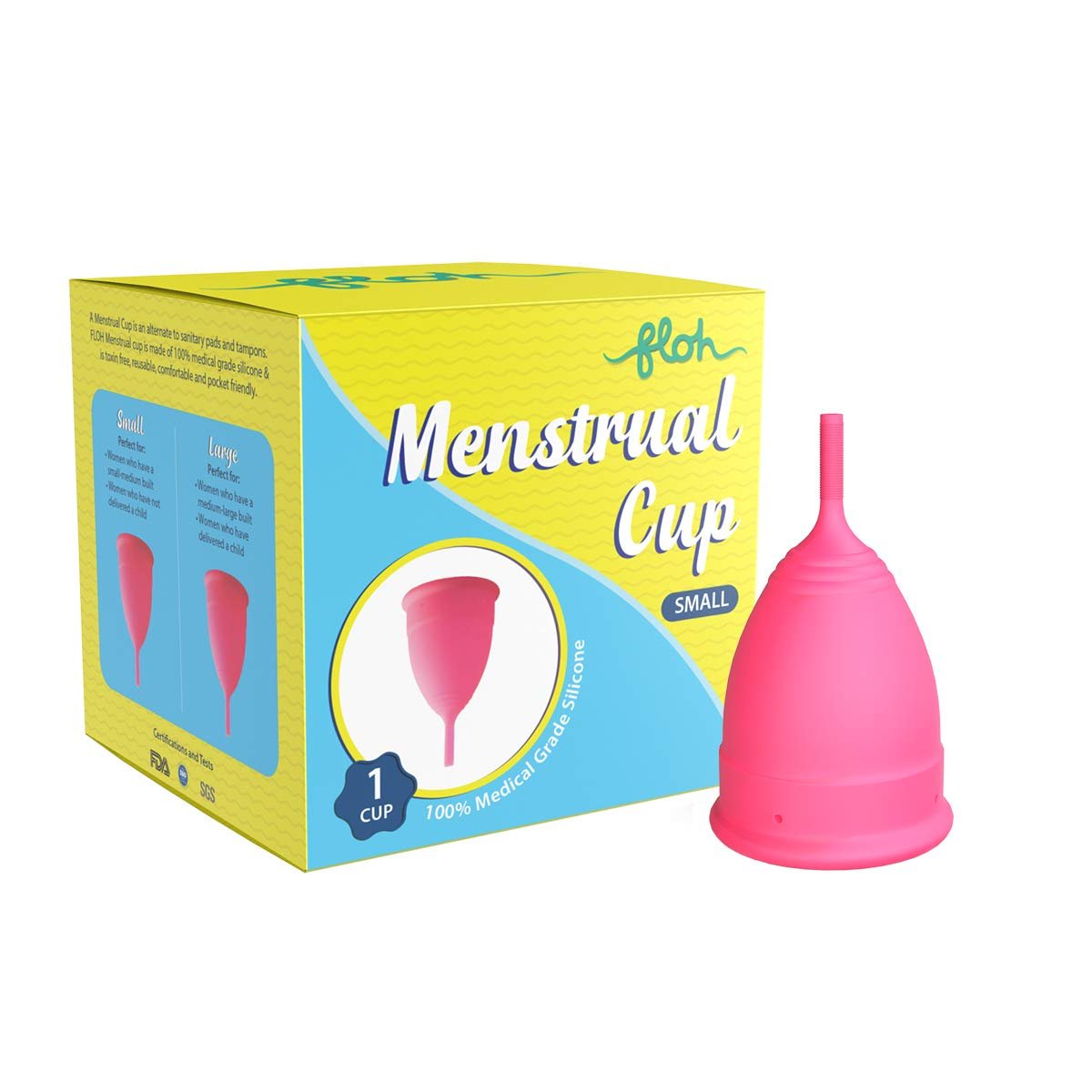 FLOH FDA Approved Reusable Menstrual Cup For Women Small With No Rashes, Leakage or Odour - 22ml